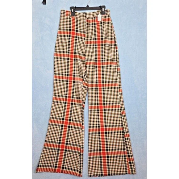 Free People Jules Plaid Pants 6 Flare Wide Leg High Rise Academia Preppy Clueles - Picture 5 of 10